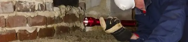 Pest control technician inspecting a crawl space for ant activity and entry points in Riverside, CA